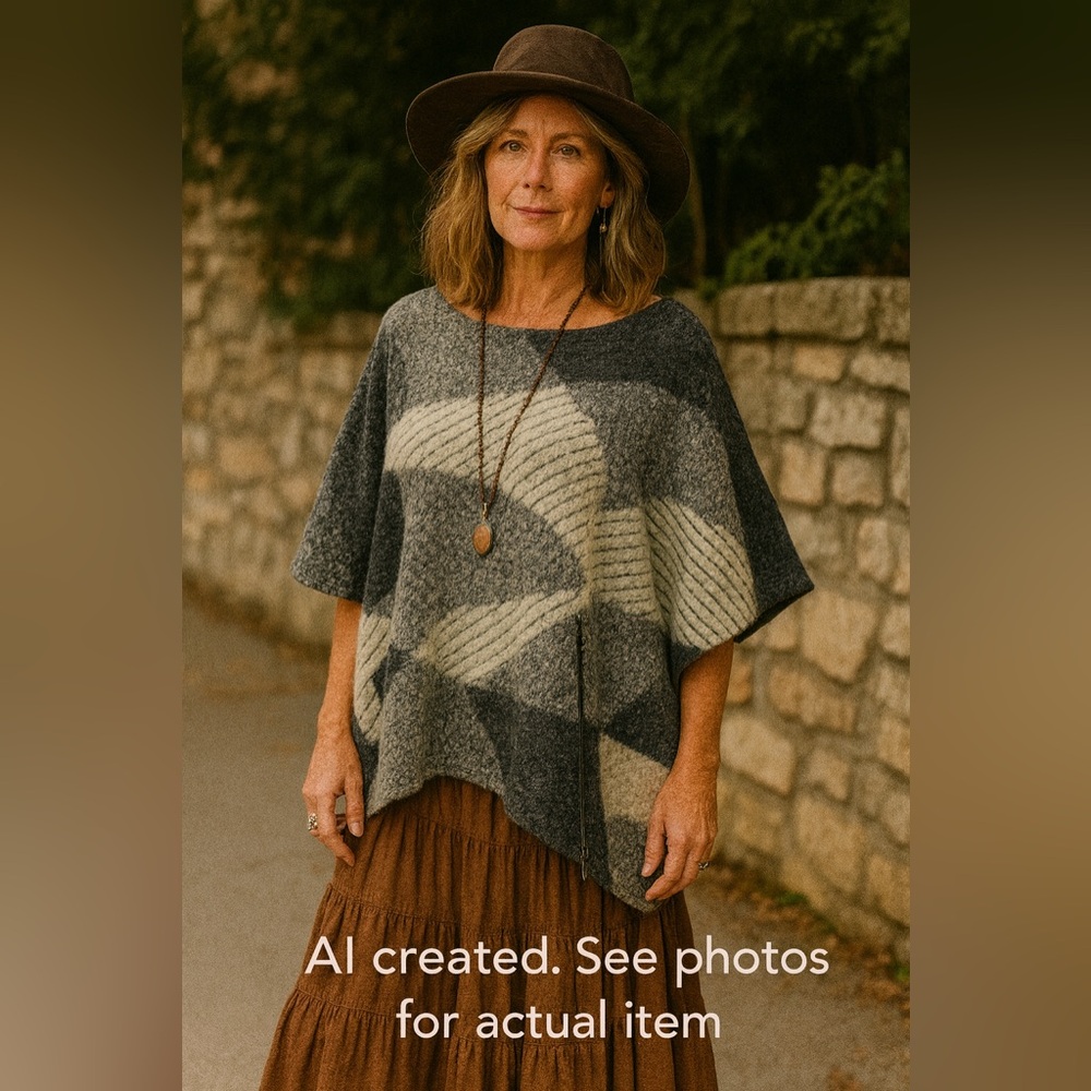 Taravao Wool Blend Abstract Batwing Oversized Sweater S